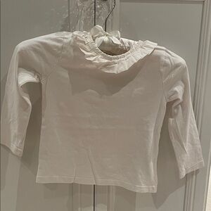 Mini Boden White Long Sleeve Ruffle Top
